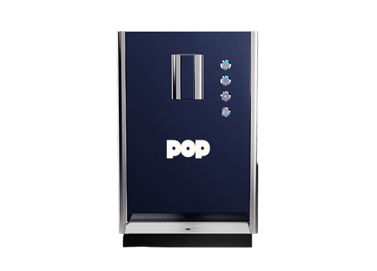 Fontaine compacte pour bureau, finition en verre et inox